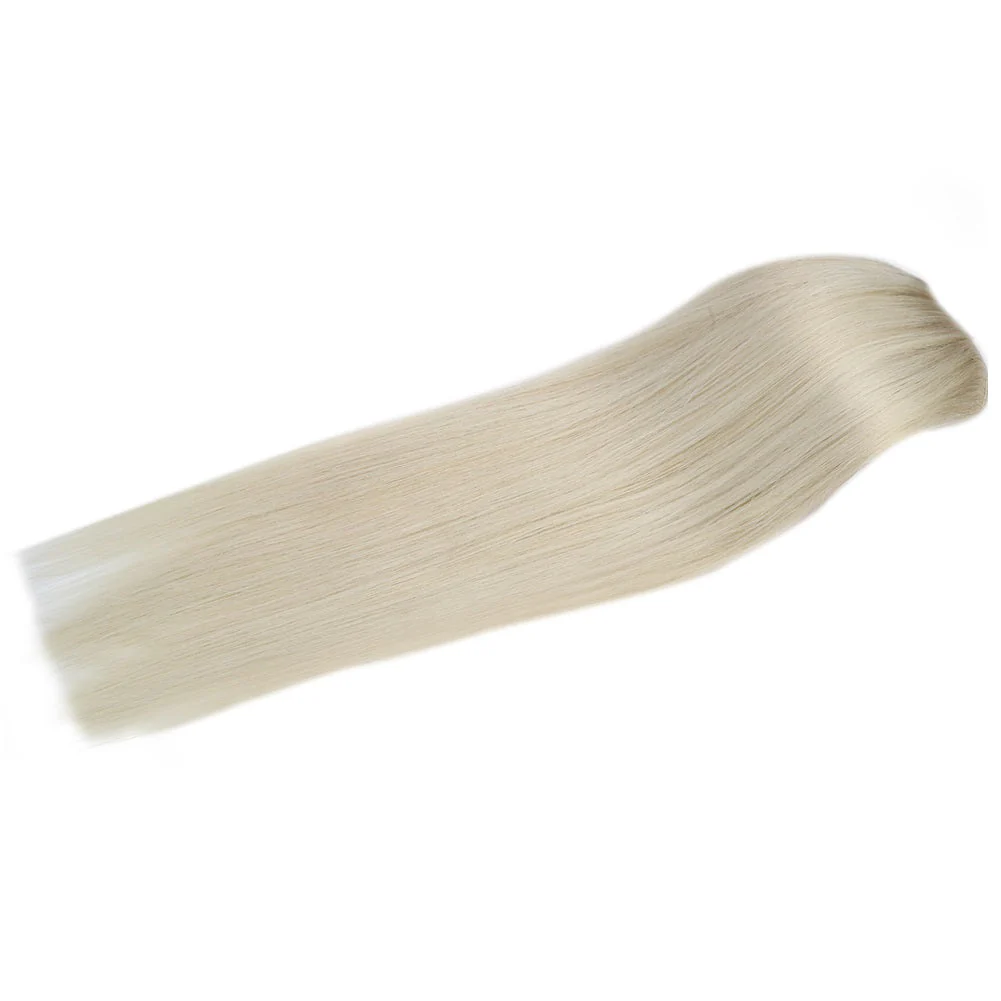 Clip in hair extensions Real Human Hair Silky Straight White Blonde#1000 - Image 7