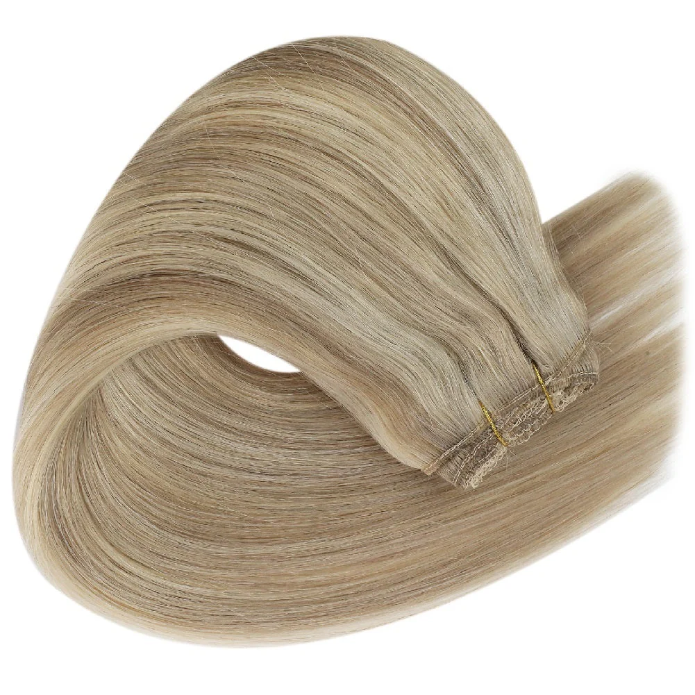 Clip in hair extensions Highlights Human Hair Extensions Blonde 16/22 - Image 6