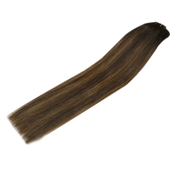 Clip in hair extensions Balayage Brown Highlights #2/2/6 - Image 3