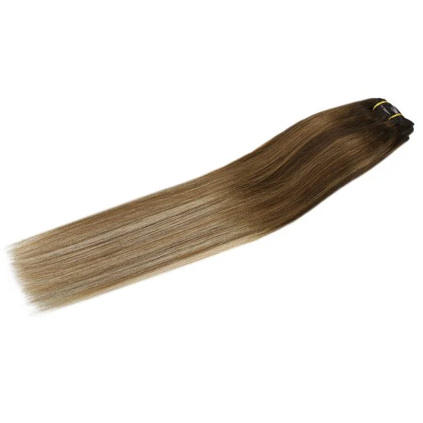 Clip in hair extensions Brown Mixed Medium Blonde  #3/8/22 - Image 7