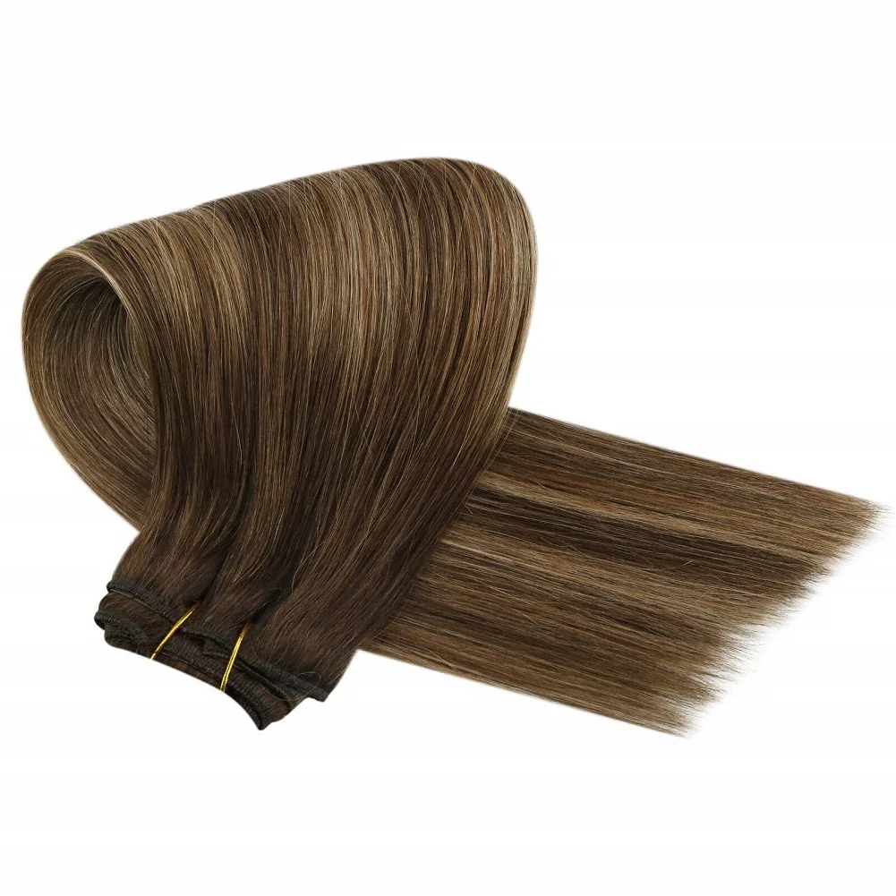 Clip in hair extensions Balayage Brown Highlighted Caramel Blonde  #4/27/4 - Image 6
