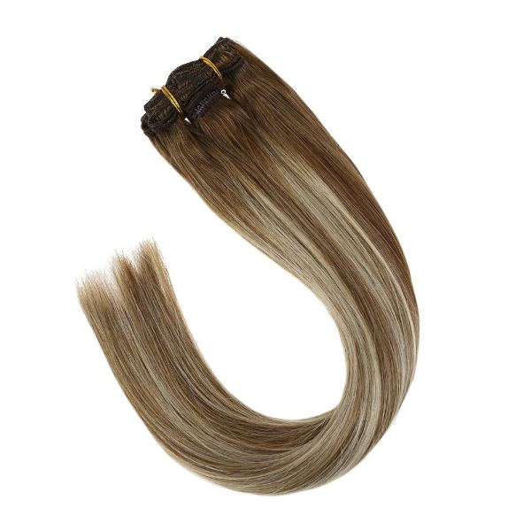 [Pre-Sale] Clip in Hair Extensions Balayage Brown Blonde Human Hair #6/60/6 - Image 5