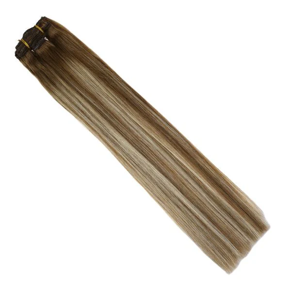 [Pre-Sale] Clip in Hair Extensions Balayage Brown Blonde Human Hair #6/60/6 - Image 7