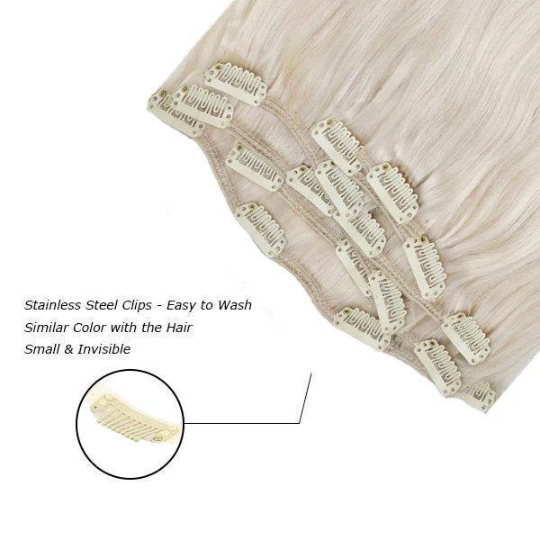 Clip in hair extensions Extensions Silky Straight Lightest Blonde #60 - Image 3