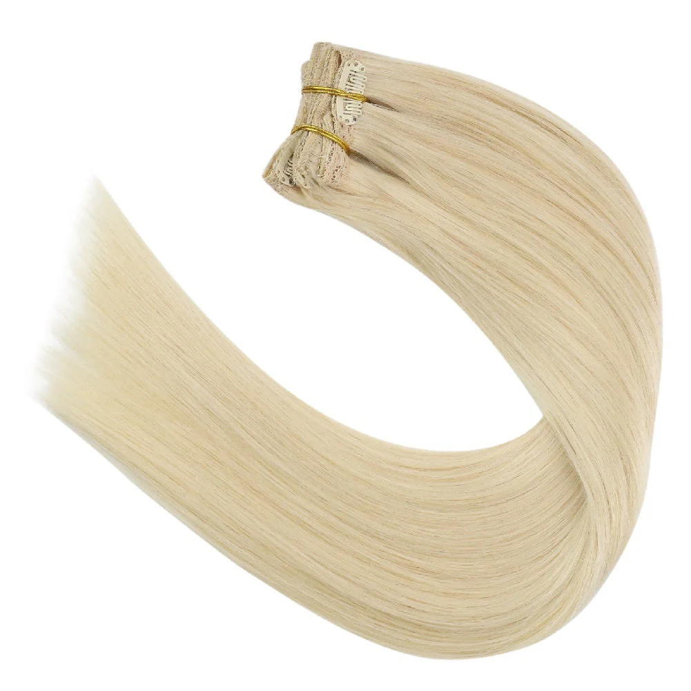 Clip in hair extensions Extensions Silky Straight Lightest Blonde #60 - Image 5