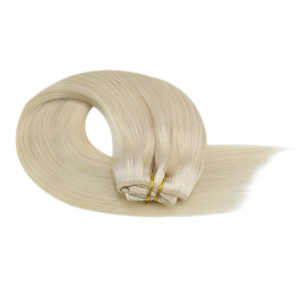 Clip in hair extensions Extensions Silky Straight Lightest Blonde #60 - Image 6