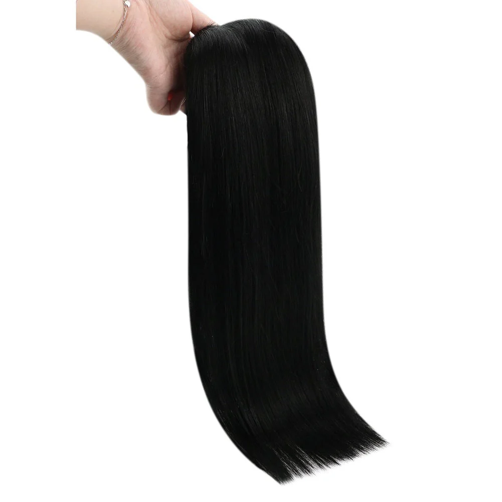 Clip in hair extensions Double Weft Jet Black  human hair extensions #1 - Image 7