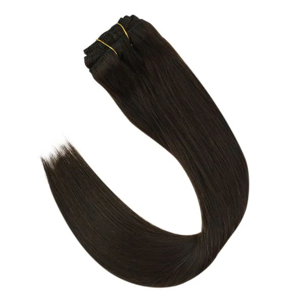 Clip in hair extensions Extensions Darkest Brown Human hair extensions #2 - Image 5