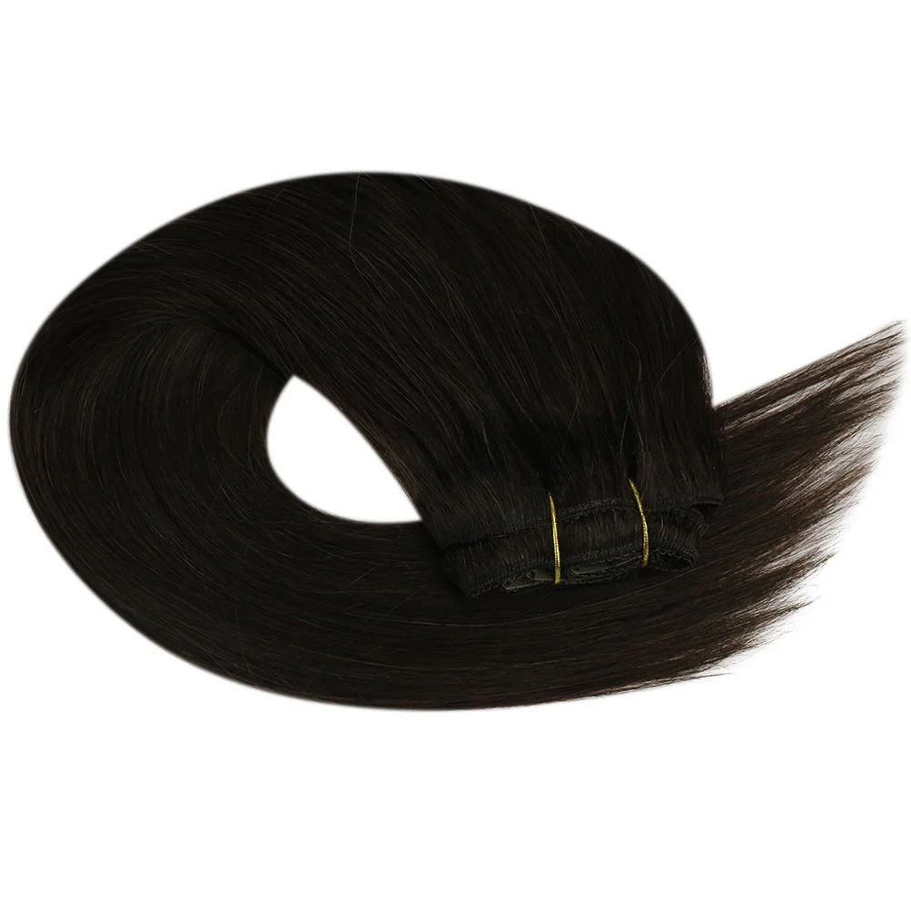 Clip in hair extensions Extensions Darkest Brown Human hair extensions #2 - Image 6