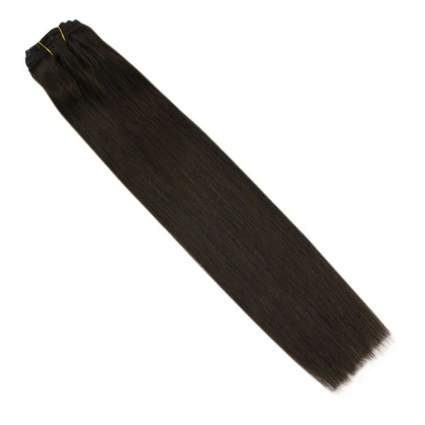 Clip in hair extensions Extensions Darkest Brown Human hair extensions #2 - Image 7
