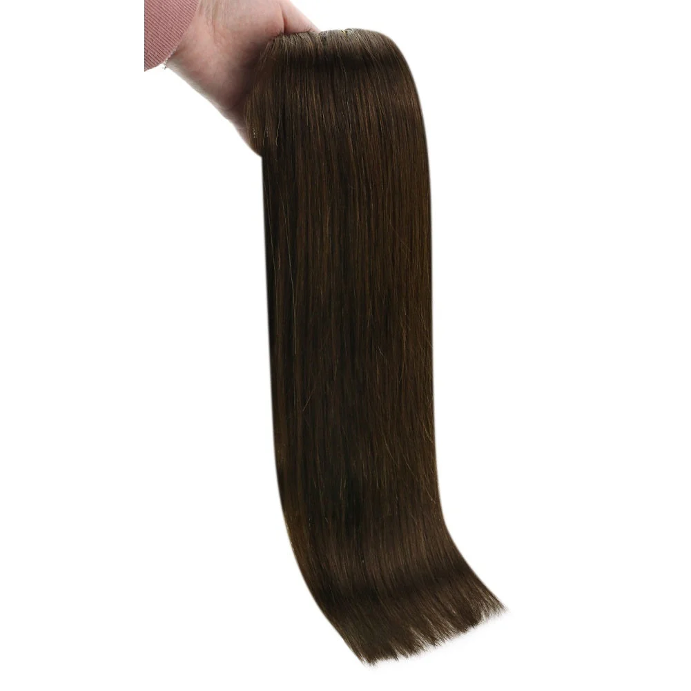 Clip in hair extensions Dark Brown Double Weft Clip in #4 - Image 7