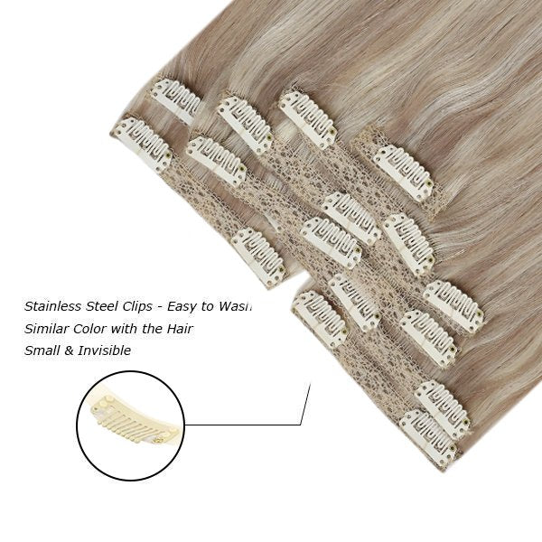 [Pre-Sale] Clip in hair extensions Balayage Blonde Human hair extensions #Nordic - Image 3