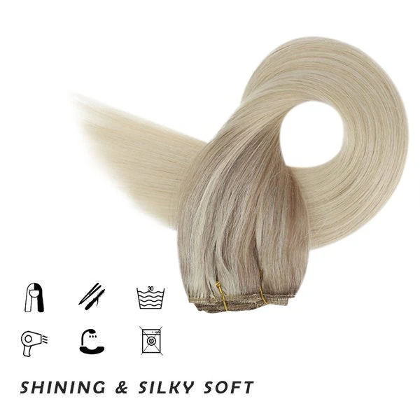 [Pre-Sale] Clip in hair extensions Balayage Blonde Human hair extensions #Nordic - Image 4