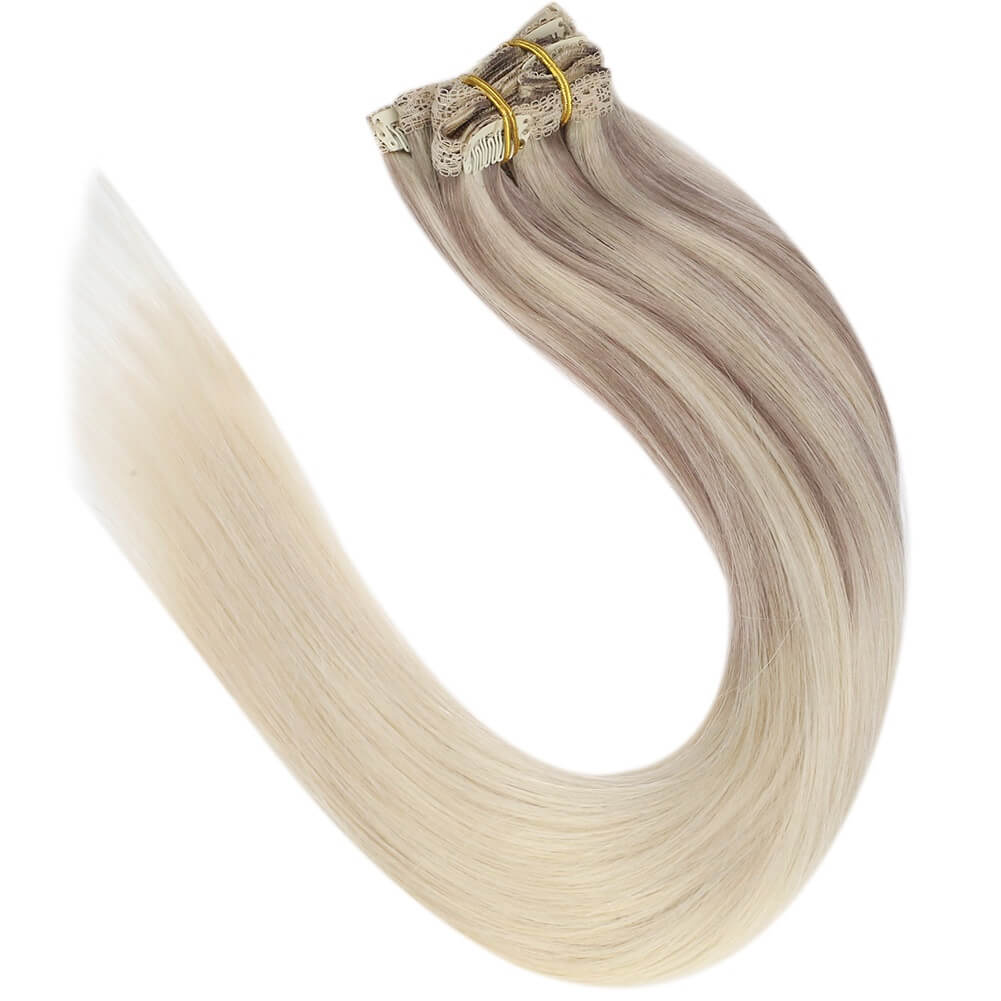 [Pre-Sale] Clip in hair extensions Balayage Blonde Human hair extensions #Nordic - Image 5