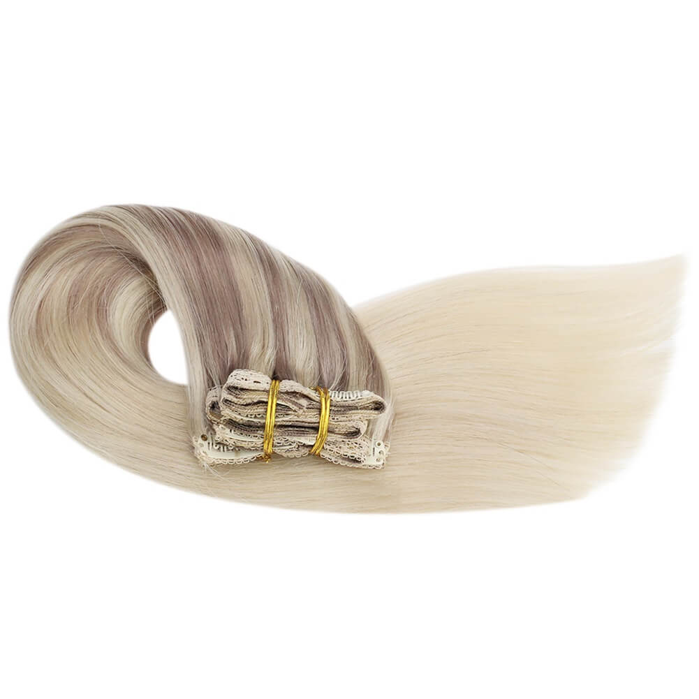 [Pre-Sale] Clip in hair extensions Balayage Blonde Human hair extensions #Nordic - Image 6
