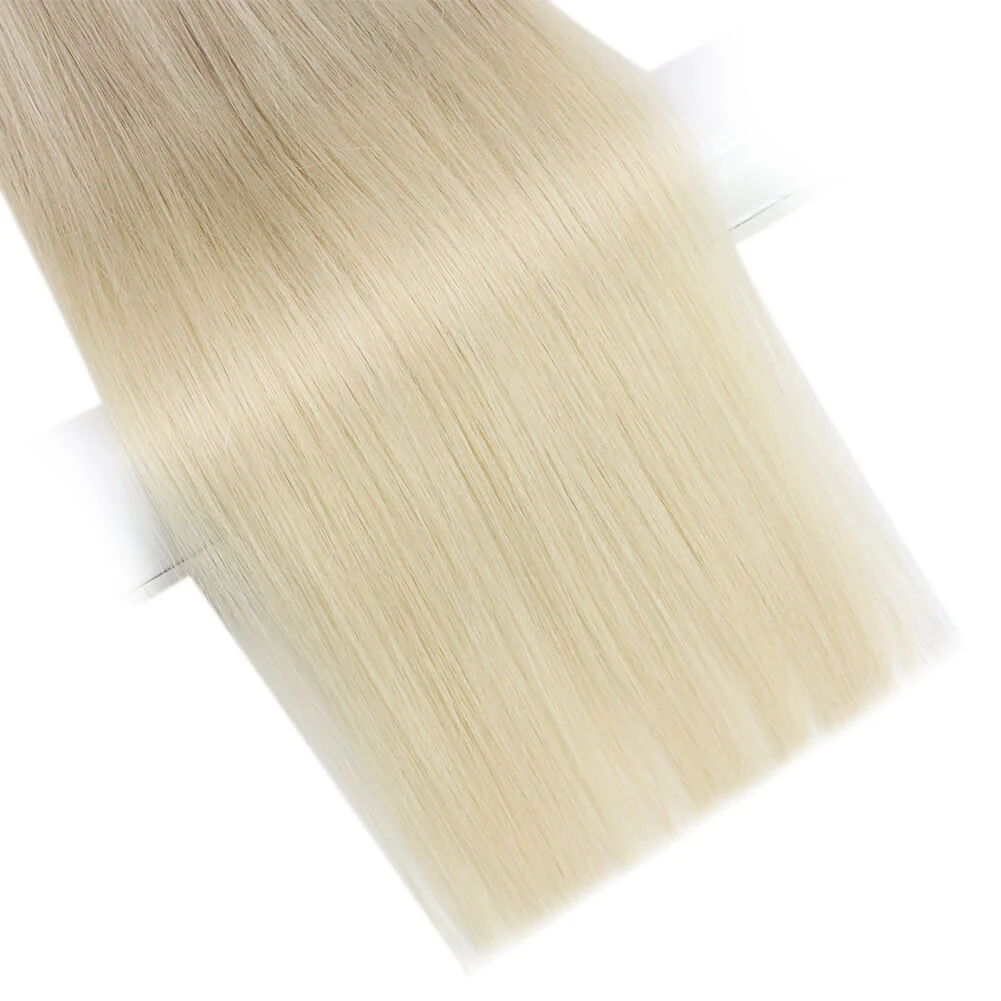 [Virgin Hair] Invisible Flat Weft Hair Extensions Human Hair Bundles Blonde #Nordic - Image 6