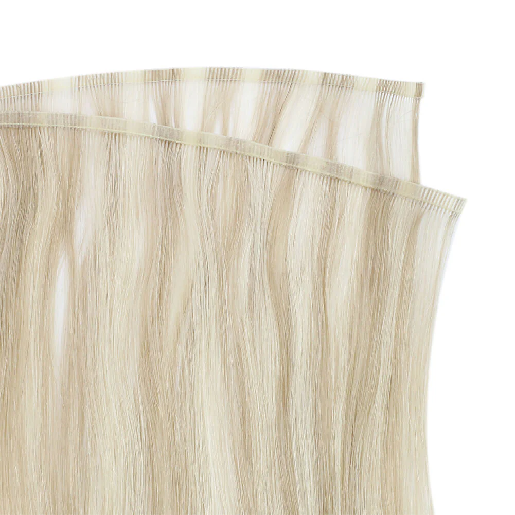 [Virgin Hair] Invisible Flat Weft Hair Extensions Human Hair Bundles Blonde #Nordic - Image 7