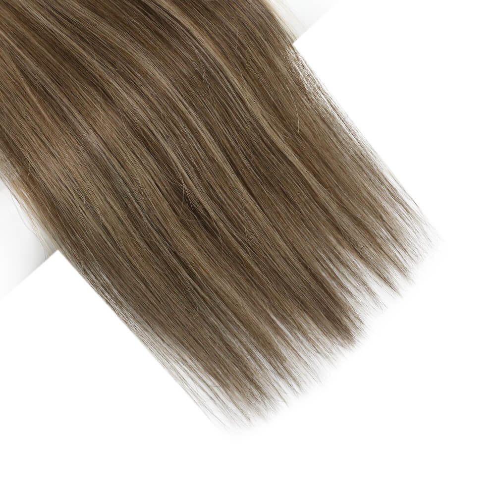[Virgin Hair] Flat Silk Weft Hair Extensions Invisible Human Hair Balayage Brown #4/27/4 - Image 6