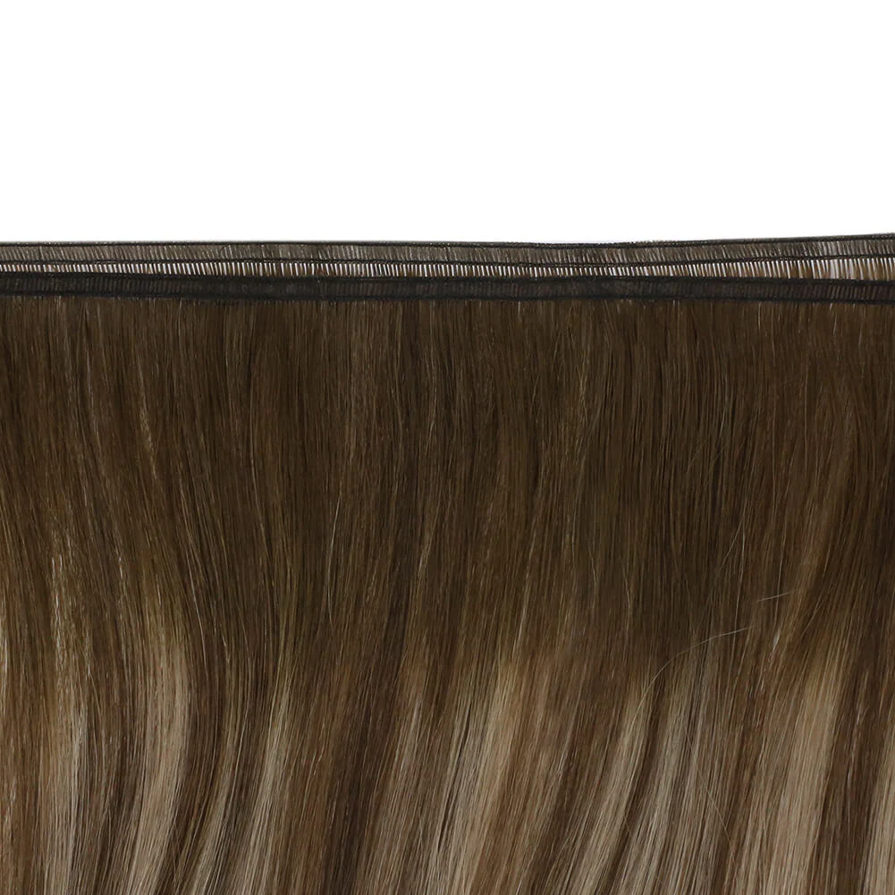 [Virgin Hair] Flat Silk Weft Hair Extensions Invisible Human Hair Balayage Brown #4/27/4 - Image 7