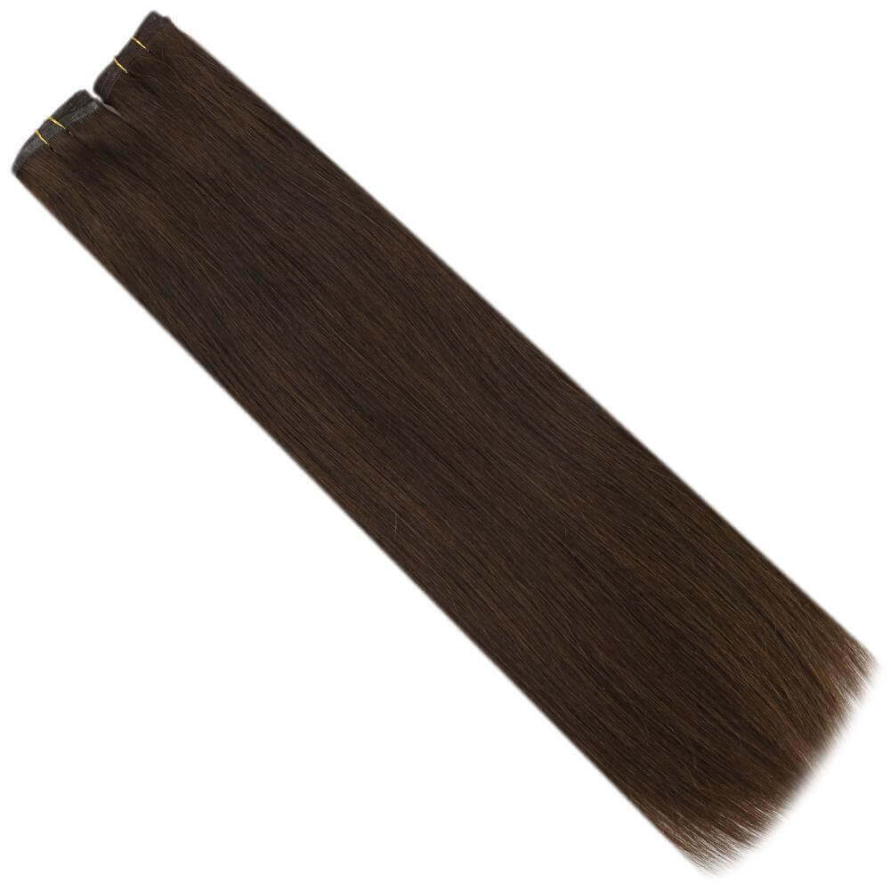 [Virgin Hair] Flat Weft Hair Extensions Sew in Weft Human Hair Darkest Brown #2 - Image 4
