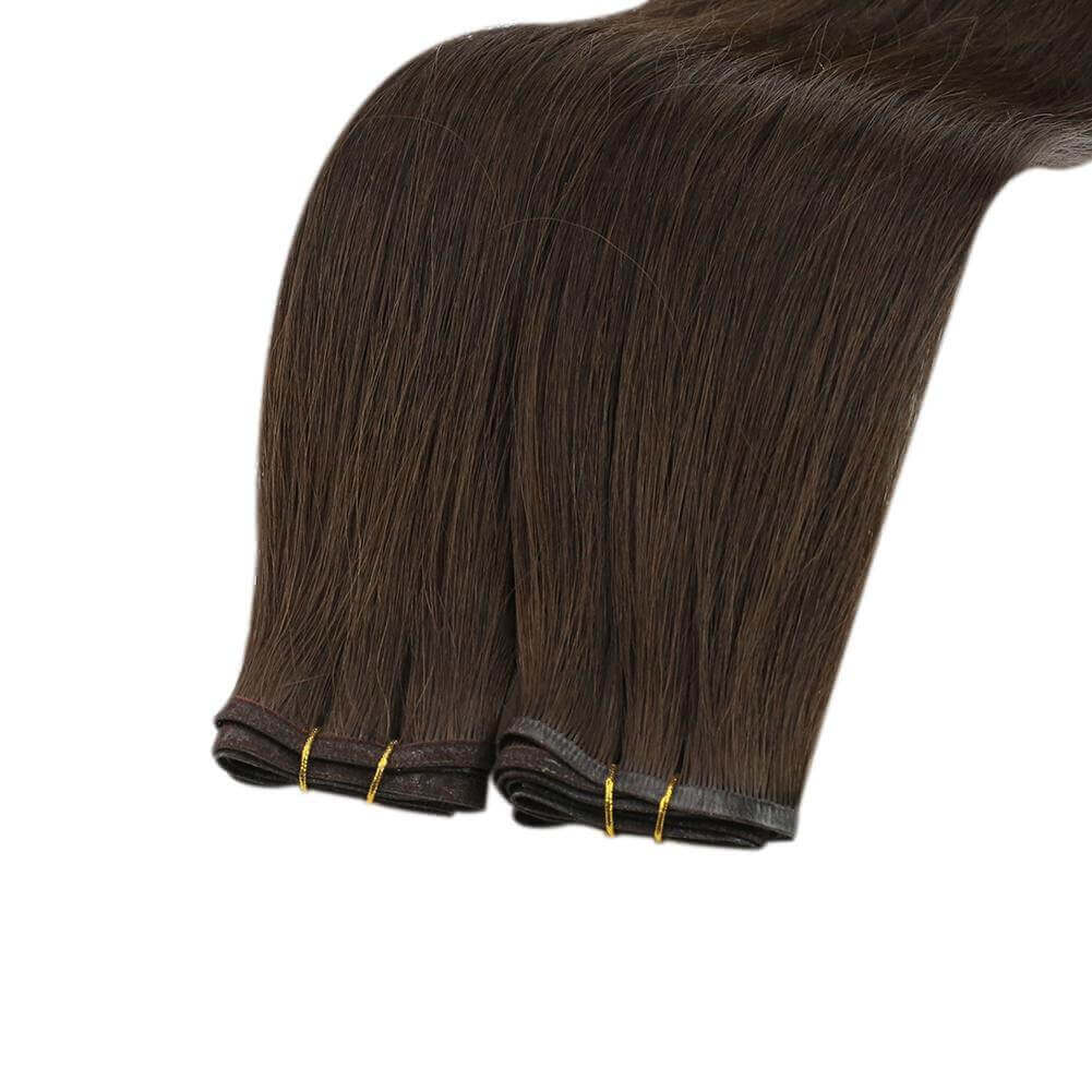 [Virgin Hair] Flat Weft Hair Extensions Sew in Weft Human Hair Darkest Brown #2 - Image 5