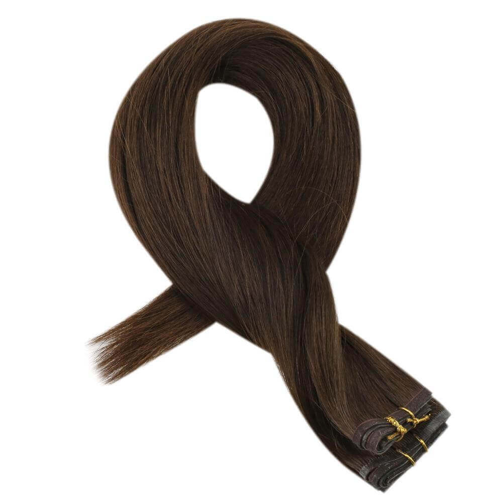 [Virgin Hair] Flat Weft Hair Extensions Sew in Weft Human Hair Darkest Brown #2 - Image 6