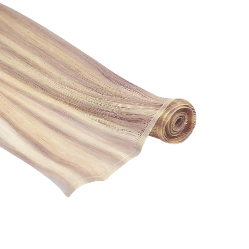 [Virgin Hair] Flat Silk Weft Hair Extensions 100% Human Hair with Rose Gold #18/613 - Image 6