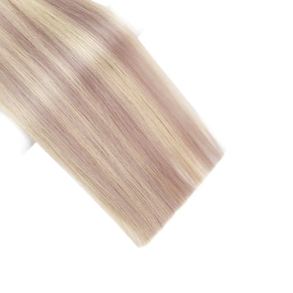 [Virgin Hair] Flat Silk Weft Hair Extensions 100% Human Hair with Rose Gold #18/613 - Image 7