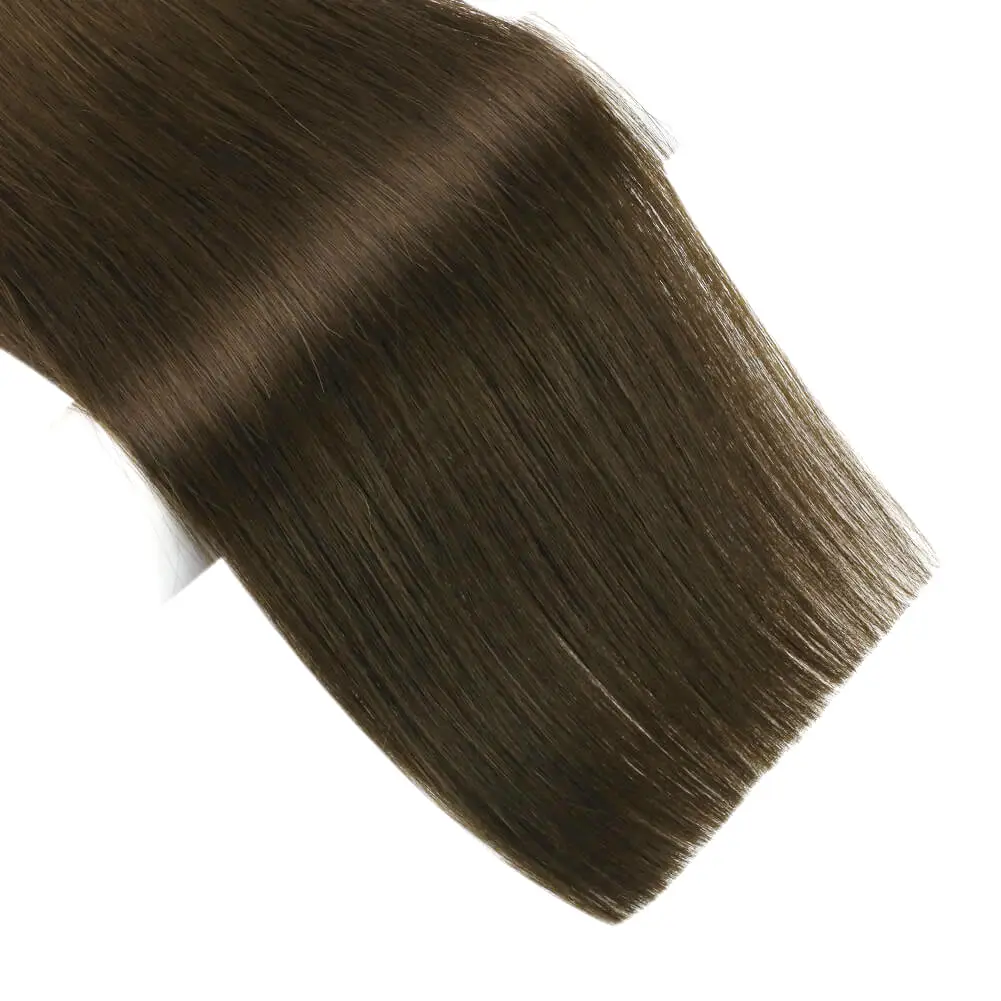 [Virgin Hair] Flat Silk Weft Hair Extensions Best Sew in Human Hair Dark Brown #4 - Image 5