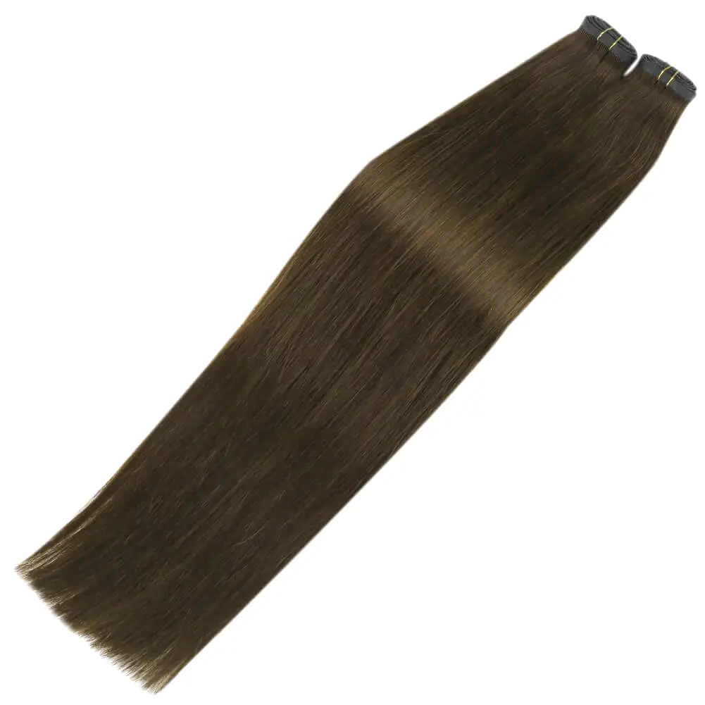 [Virgin Hair] Flat Silk Weft Hair Extensions Best Sew in Human Hair Dark Brown #4 - Image 6