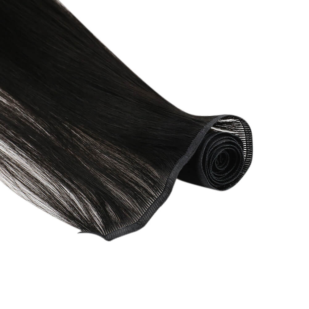 [Virgin Hair] Flat Weft Hair Extensions Cuticle Intact Human Hair Bundles Jet Black #1 - Image 3