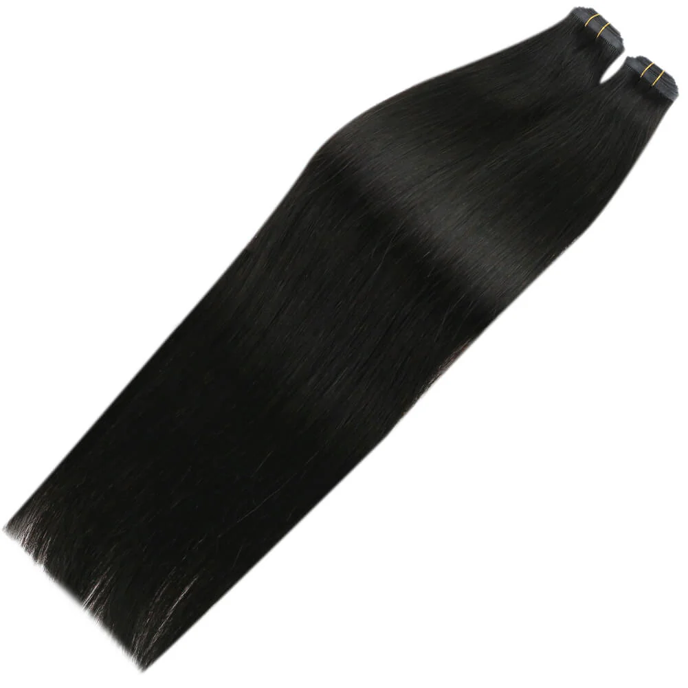 [Virgin Hair] Flat Weft Hair Extensions Cuticle Intact Human Hair Bundles Jet Black #1 - Image 4