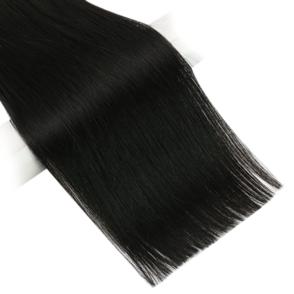 [Virgin Hair] Flat Weft Hair Extensions Cuticle Intact Human Hair Bundles Jet Black #1 - Image 5