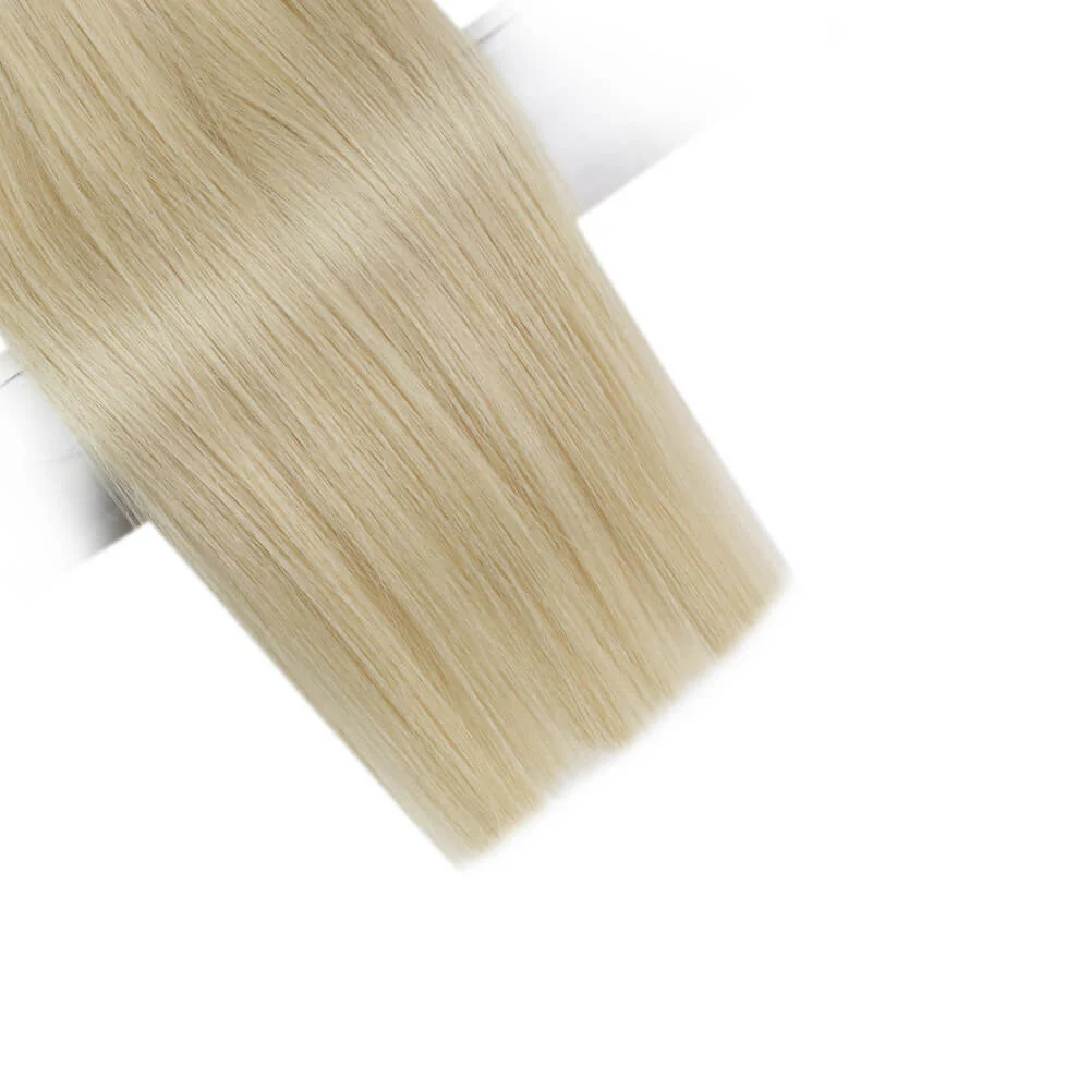 [Virgin Hair] Flat Silk Weft Hair Extensions Human Hair Weft Platinum Blonde #60 - Image 6
