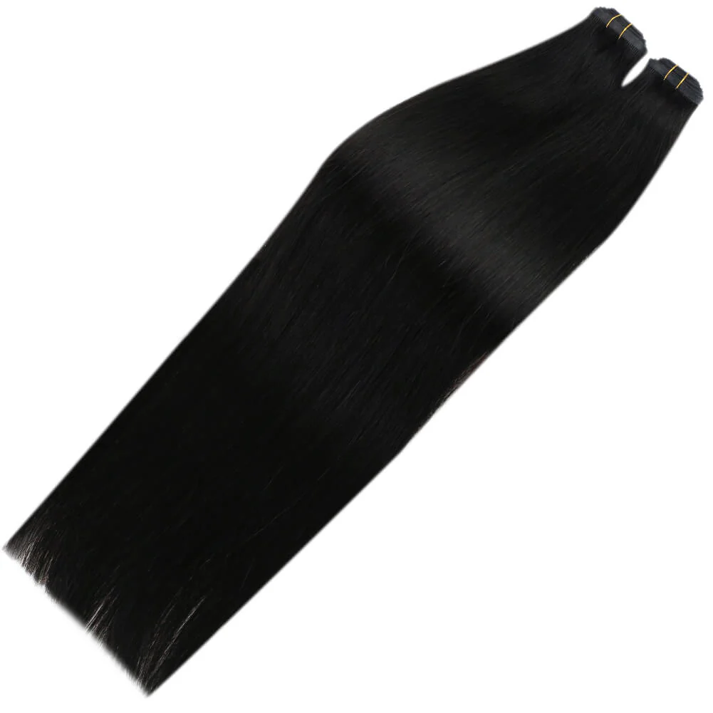 [Virgin Hair] Flat Silk Weft Hair Extensions 100% Human Hair Off Black #1B - Image 5