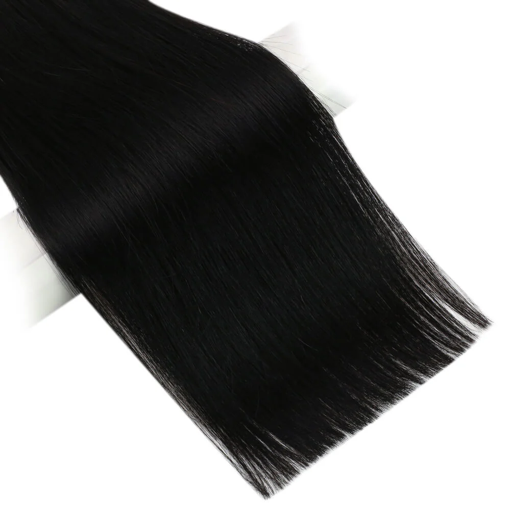 [Virgin Hair] Flat Silk Weft Hair Extensions 100% Human Hair Off Black #1B - Image 6