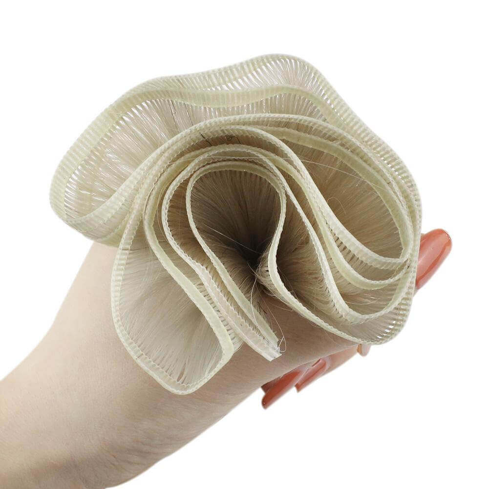 [Virgin Hair] Invisible Flat Weft Hair Extensions Sew in Weft Human White Blonde #1000 - Image 5