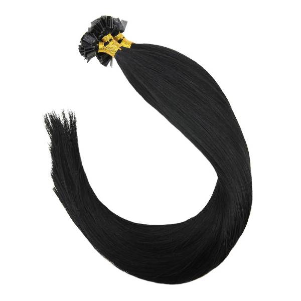Flat Keratin Tip Black Human Hair Extensions  #1 - Image 3