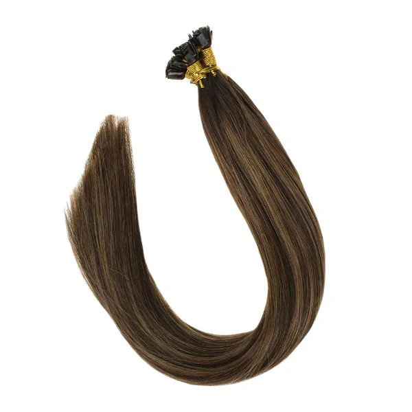 [Pre-Sale] Flat Keratin Tip Balayage Brown Highlights Fusion Hair Extensions #2/6/2 - Image 3