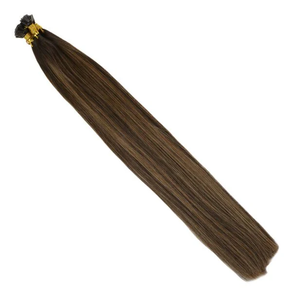 [Pre-Sale] Flat Keratin Tip Balayage Brown Highlights Fusion Hair Extensions #2/6/2 - Image 4
