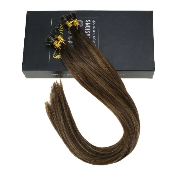 [Pre-Sale] Flat Keratin Tip Balayage Brown Highlights Fusion Hair Extensions #2/6/2 - Image 7