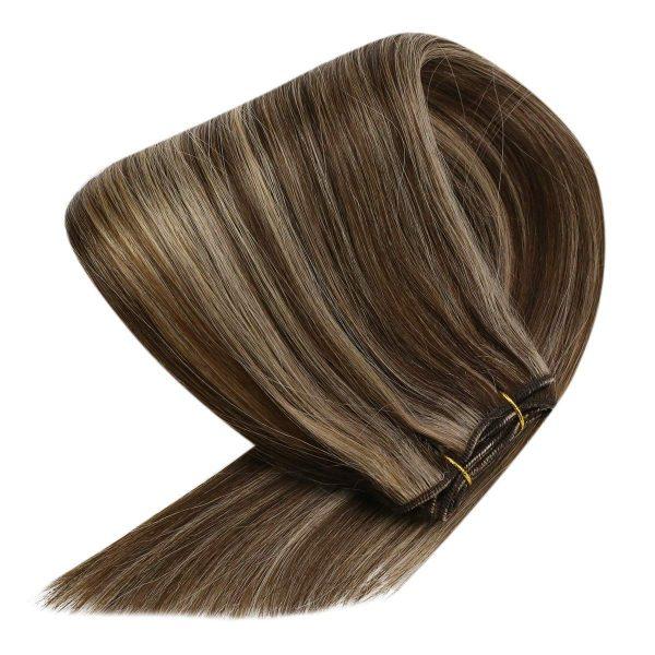 Weft Hair Extensions Sew in Human Hair Extensions Brown to Blonde #4/27 - Image 5