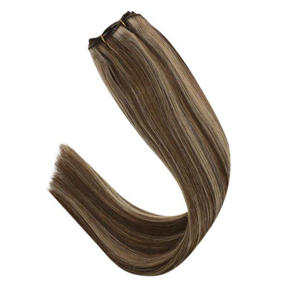 Weft Hair Extensions Sew in Human Hair Extensions Brown to Blonde #4/27 - Image 6