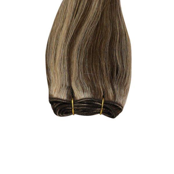 Weft Hair Extensions Sew in Human Hair Extensions Brown to Blonde #4/27 - Image 9