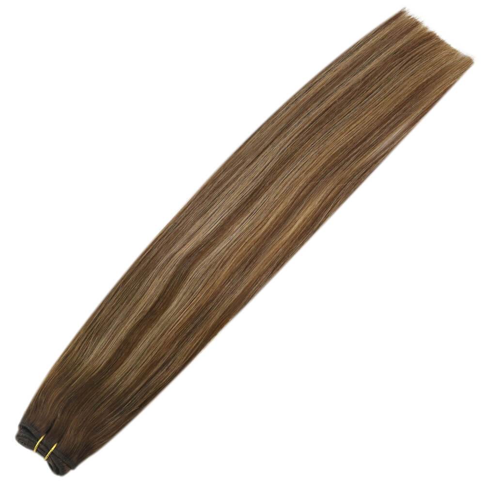 Weft Hair Extensions Remy Balayage Sew in Human Hair #4/27/4 - Image 3