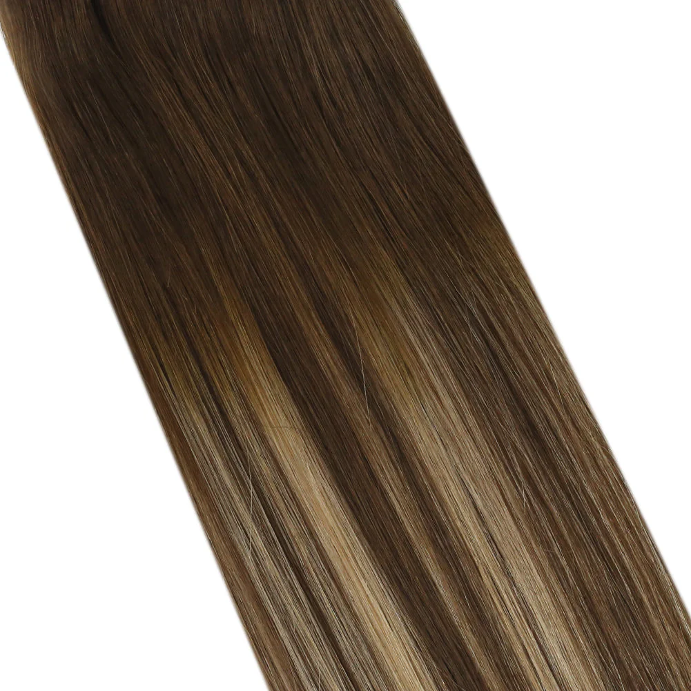 Weft Hair Extensions Remy Balayage Sew in Human Hair #4/27/4 - Image 4