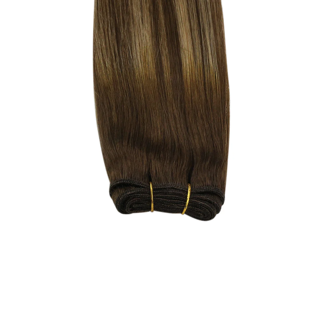 Weft Hair Extensions Remy Balayage Sew in Human Hair #4/27/4 - Image 6