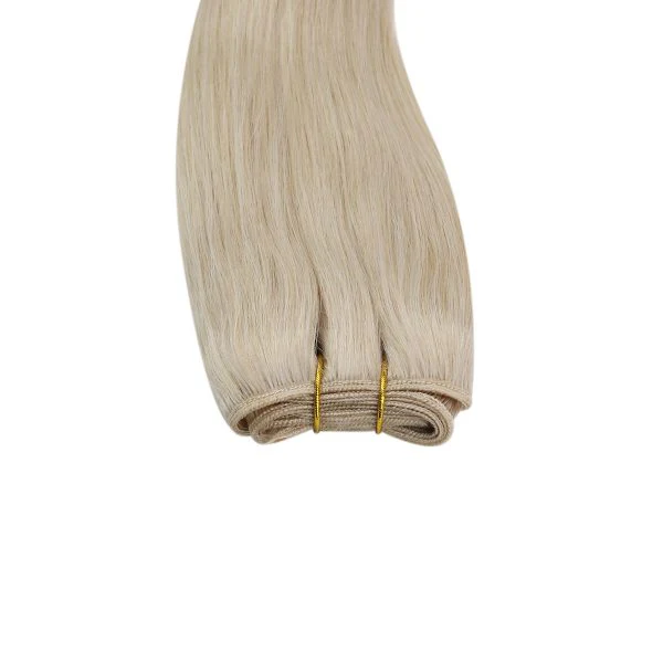 Weft Hair Extensions Blonde Silky Straight Sew in Human Hair Extensions #60 - Image 6