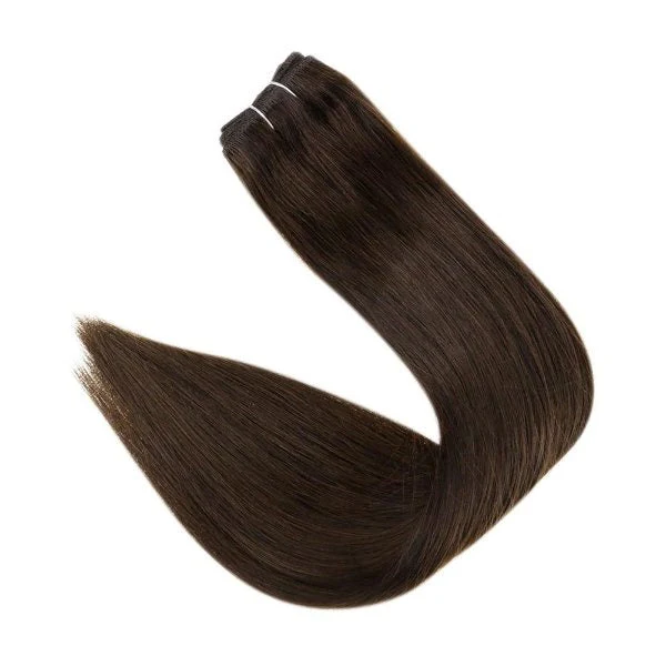 Weft Hair Extensions Remy Human Hair Weft Bundles Brown Extensions #2 - Image 5