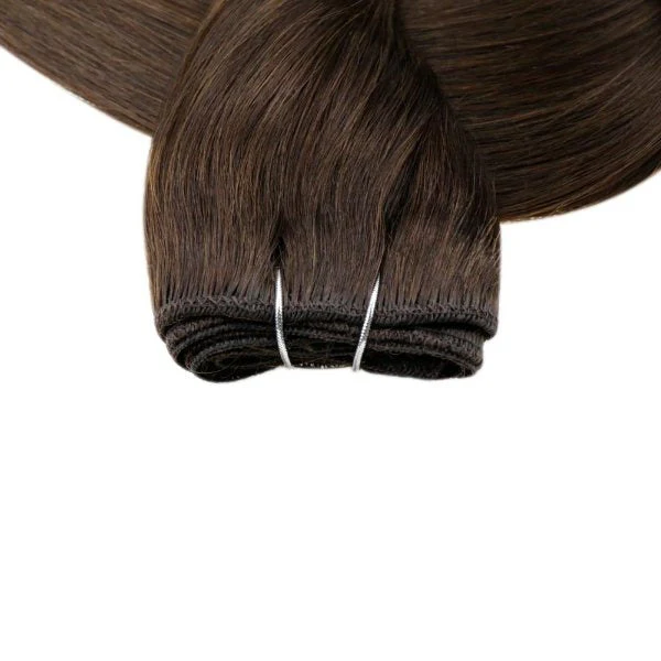 Weft Hair Extensions Remy Human Hair Weft Bundles Brown Extensions #2 - Image 6